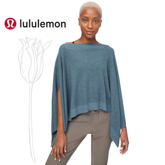 Lululemon Forward Flow Heather Blue Charcoal Poncho - Picture 1 of 12